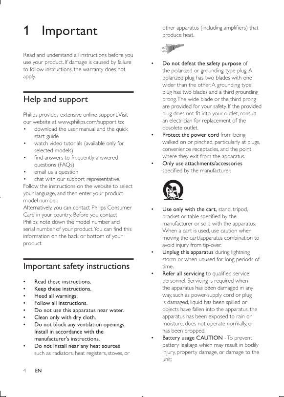 Philips CSS2133B CSS2133B/F7 Sound Bar System Operating Manual