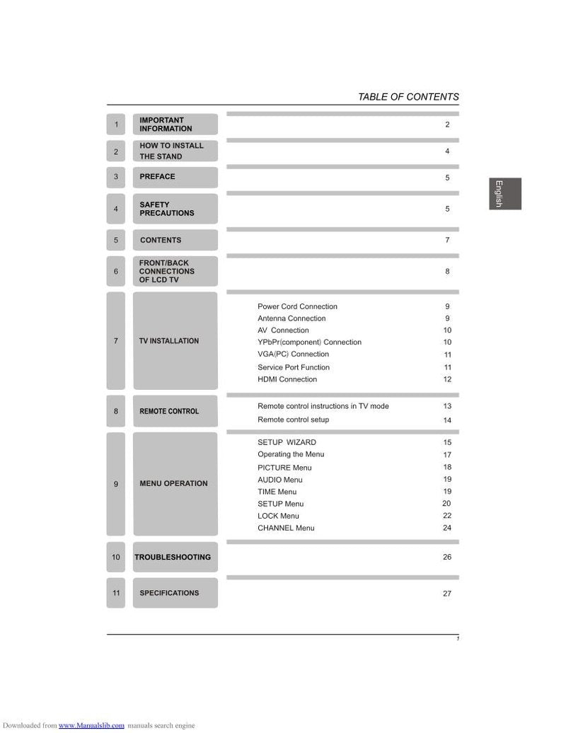 Westinghouse CW26S3CW TV Operating Manual