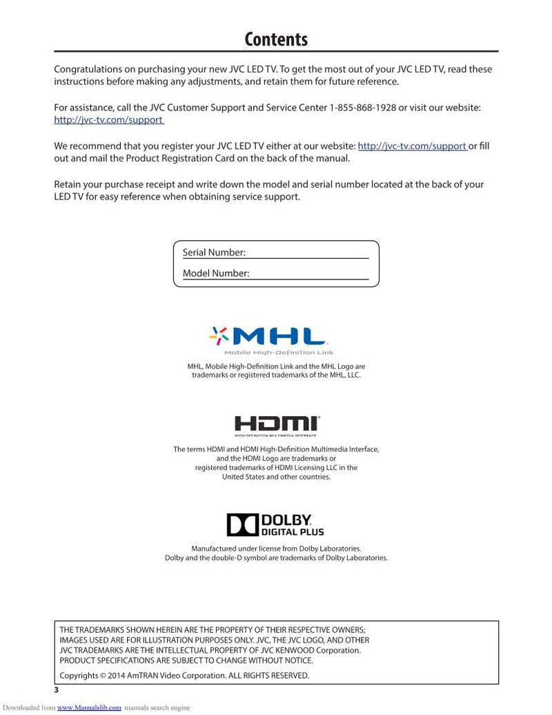 JVC DM65USR TV Operating Manual