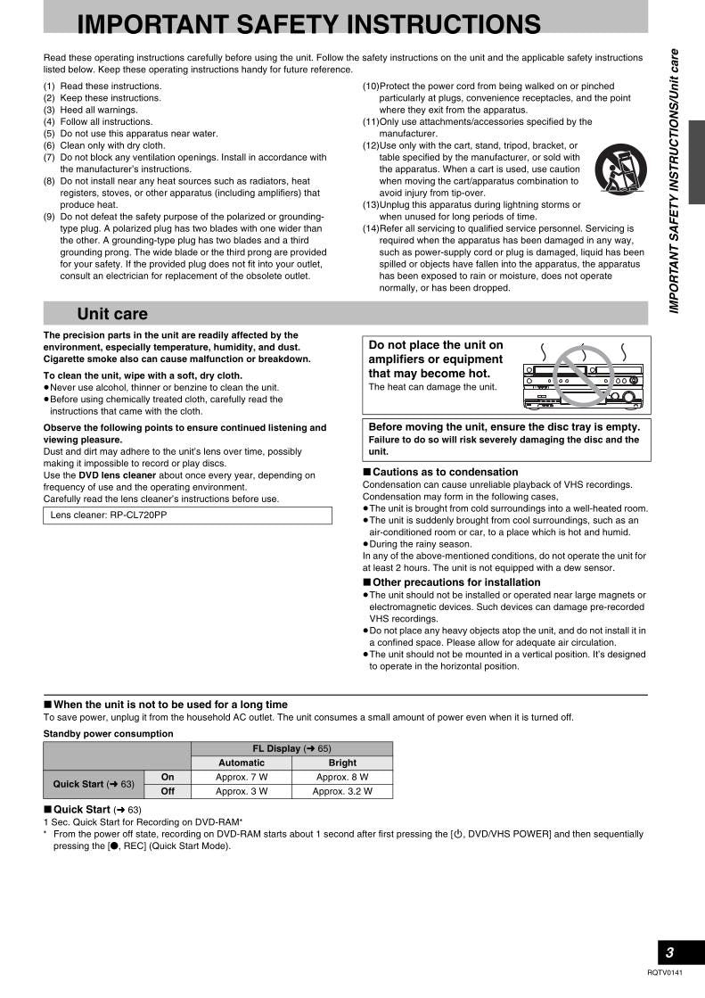Panasonic DMRES46V TV/DVD Combo Operating Manual
