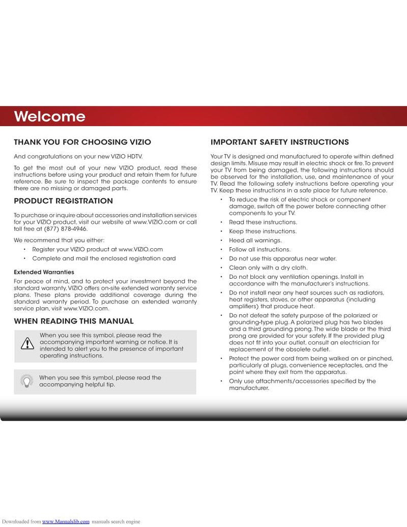 Vizio E390A1 TV Operating Manual