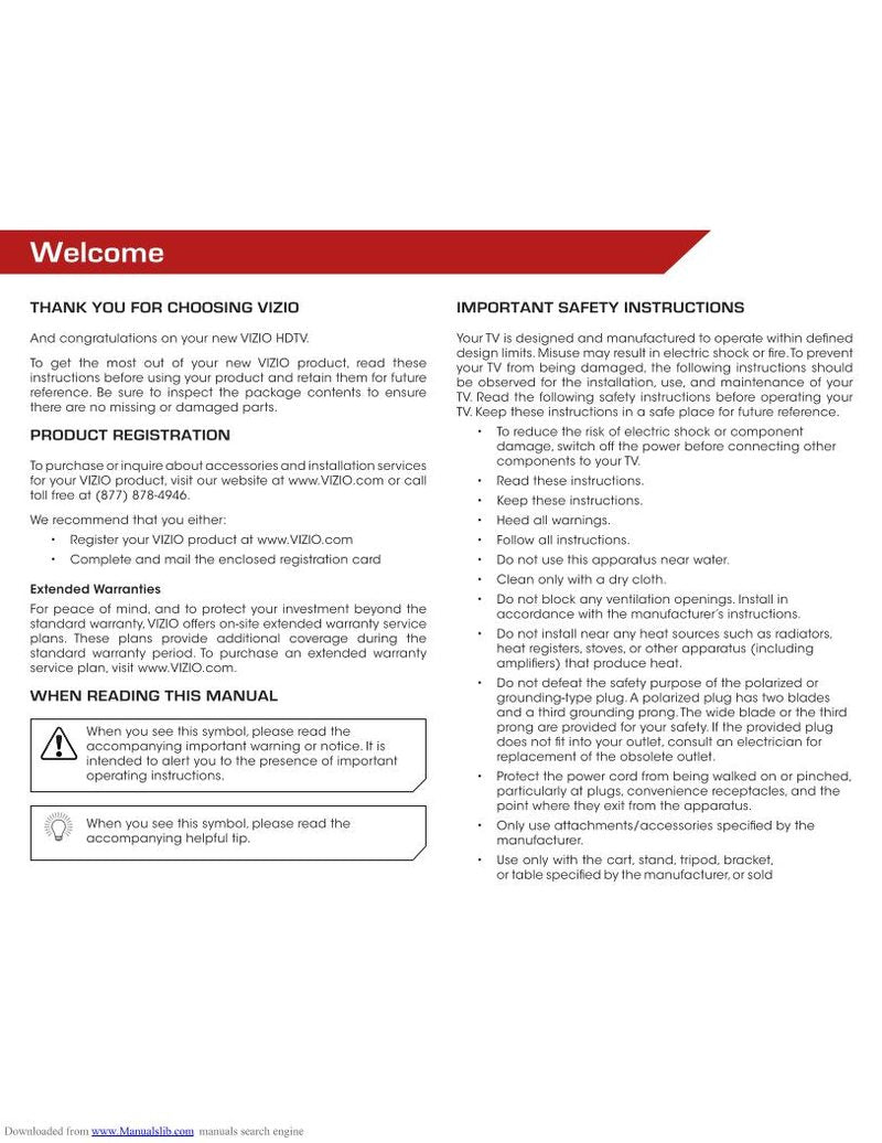 Vizio E552VL TV Operating Manual