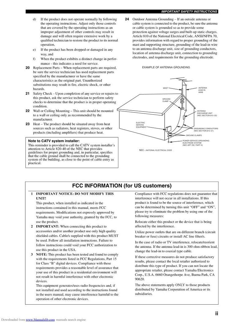 Yamaha HTR5940 Audio/Video Receiver Operating Manual