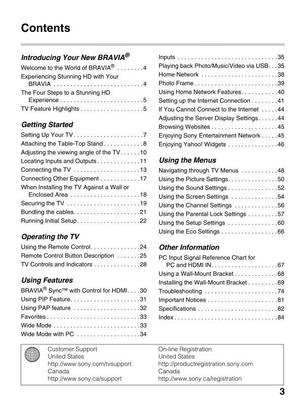 Sony KDL55EX640 TV Operating Manual
