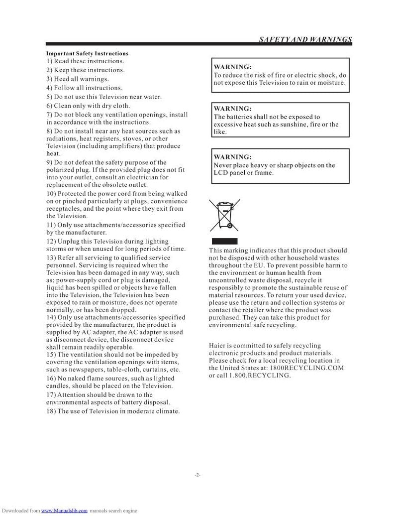 Haier lec24 b 2380 TV Operating Manual