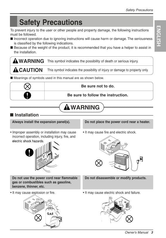 LG LW1212 ER Air Conditioner Unit Operating Manual