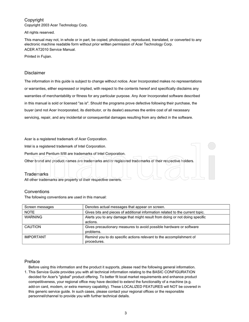 Acer AT2010 (66 pages) TV Service Manual