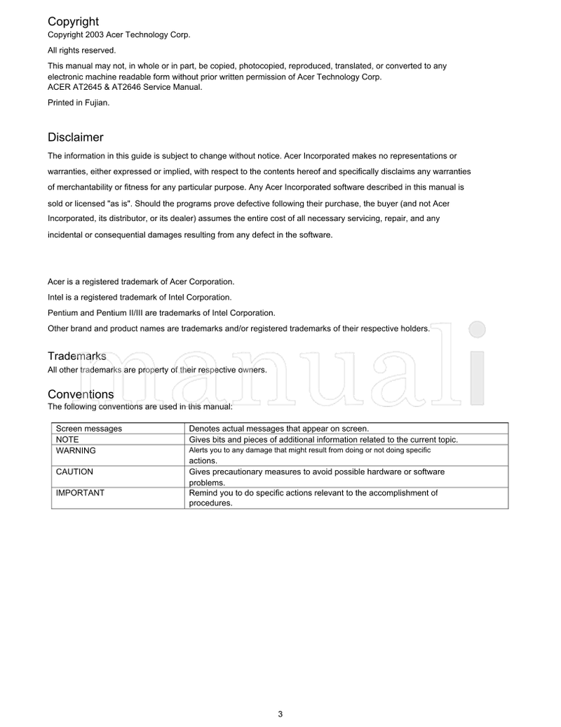 Acer AT2645 AT2646 (70 pages) TV Service Manual