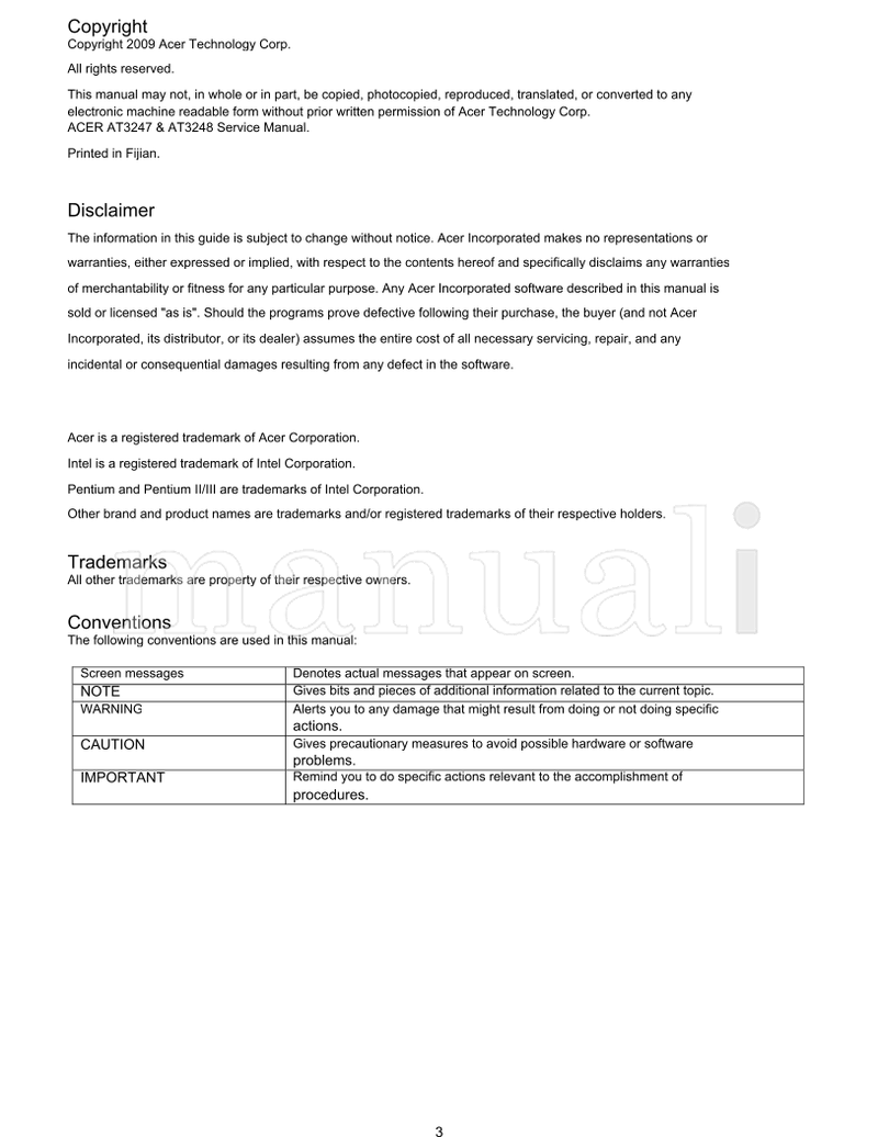 Acer AT3247 AT3248 (68 pages) TV Service Manual