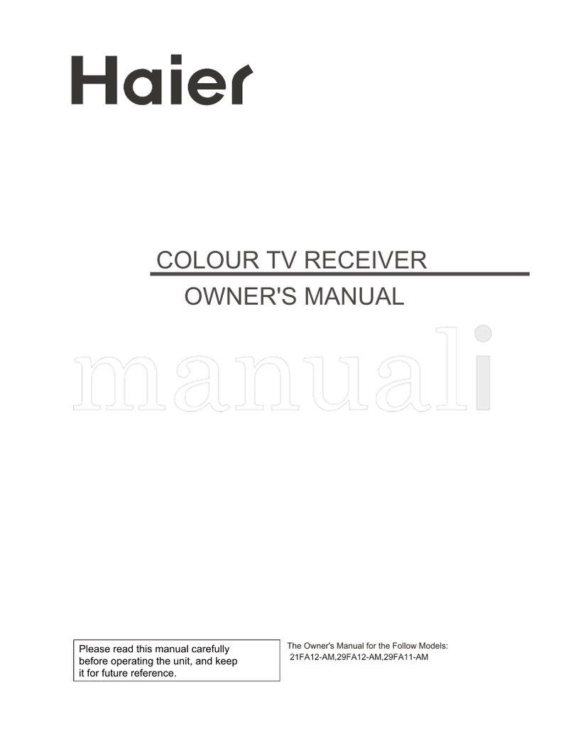 Haier 21FA12-AM 29FA12-AM 29FA11-AM (24 pages) TV Operating Manual