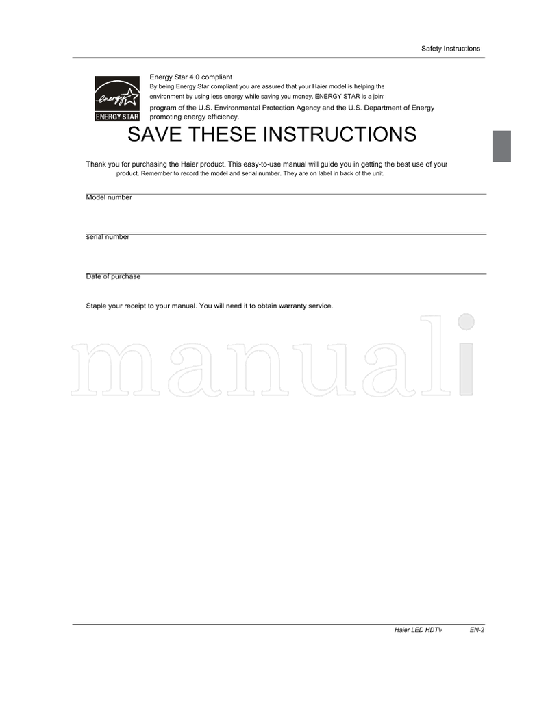 Haier 0090509587 HL19SL2 HL19SLW2 HL22XSL2 HL22XSLW2 HL24XSL2 (23 pages) TV Operating Manual