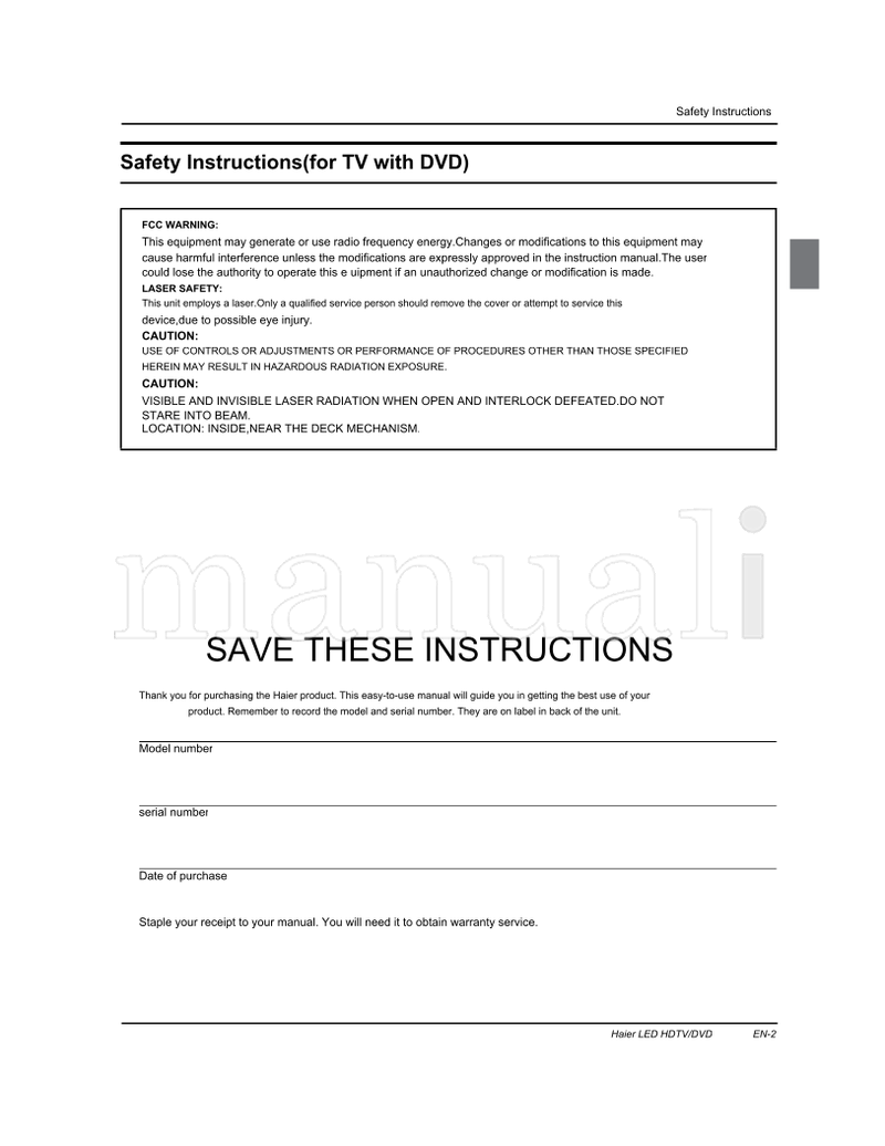 Haier 0090509649 HLC19SL2 HLC19SLW2 HLC22XSL2 HLC22XSLW2 HLC24XSL2 (28 pages) TV Operating Manual