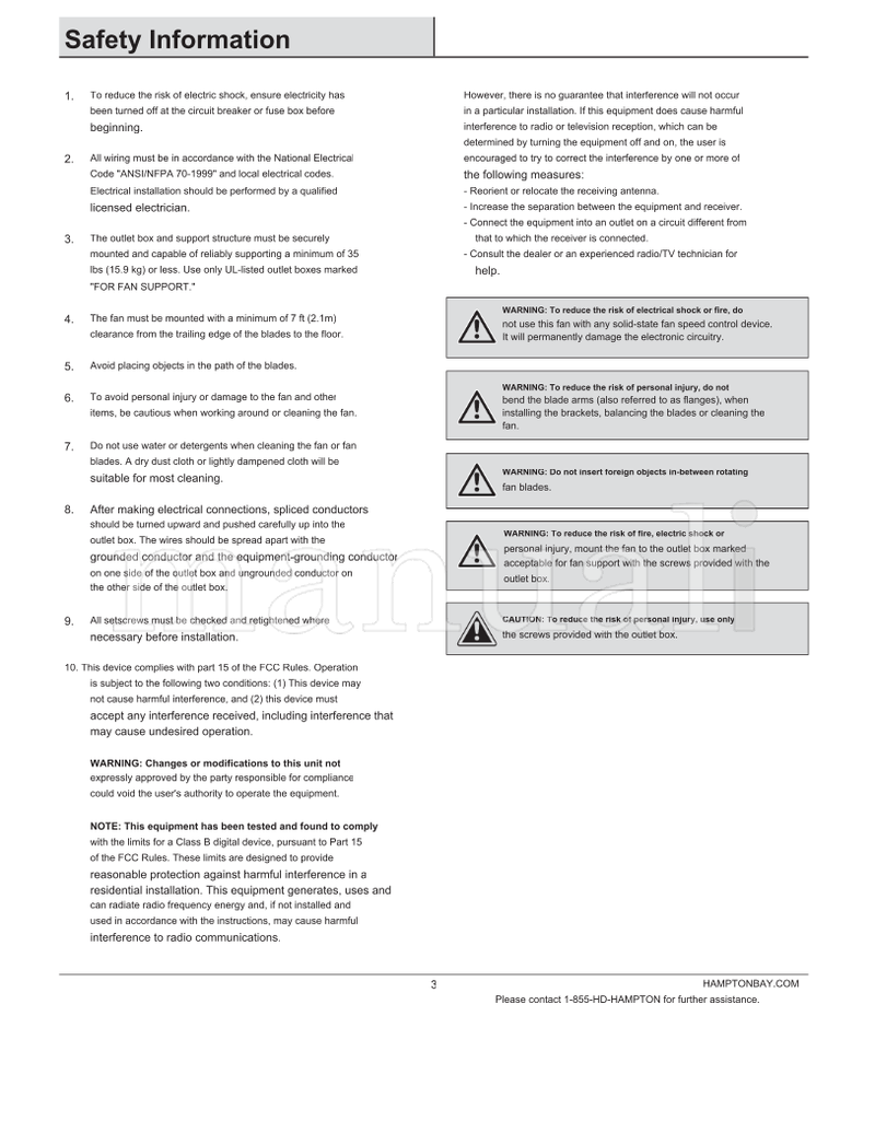 Hampton Bay AM212-BN AM212-ORB (22 pages) Ceiling Fan Operating Manual