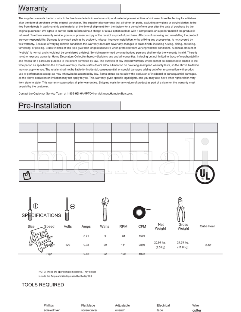 Hampton Bay HAMPTON BAY 57231 (32 pages) Ceiling Fan Operating Manual