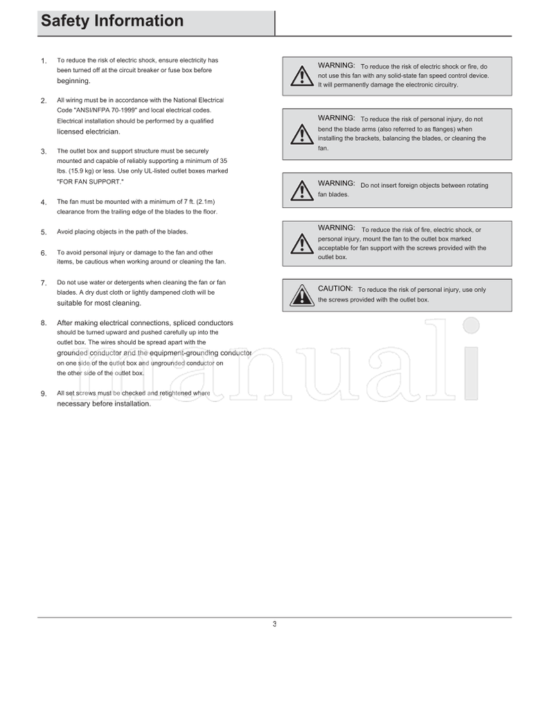 Hampton Bay AM212INL-WH (20 pages) Ceiling Fan Operating Manual