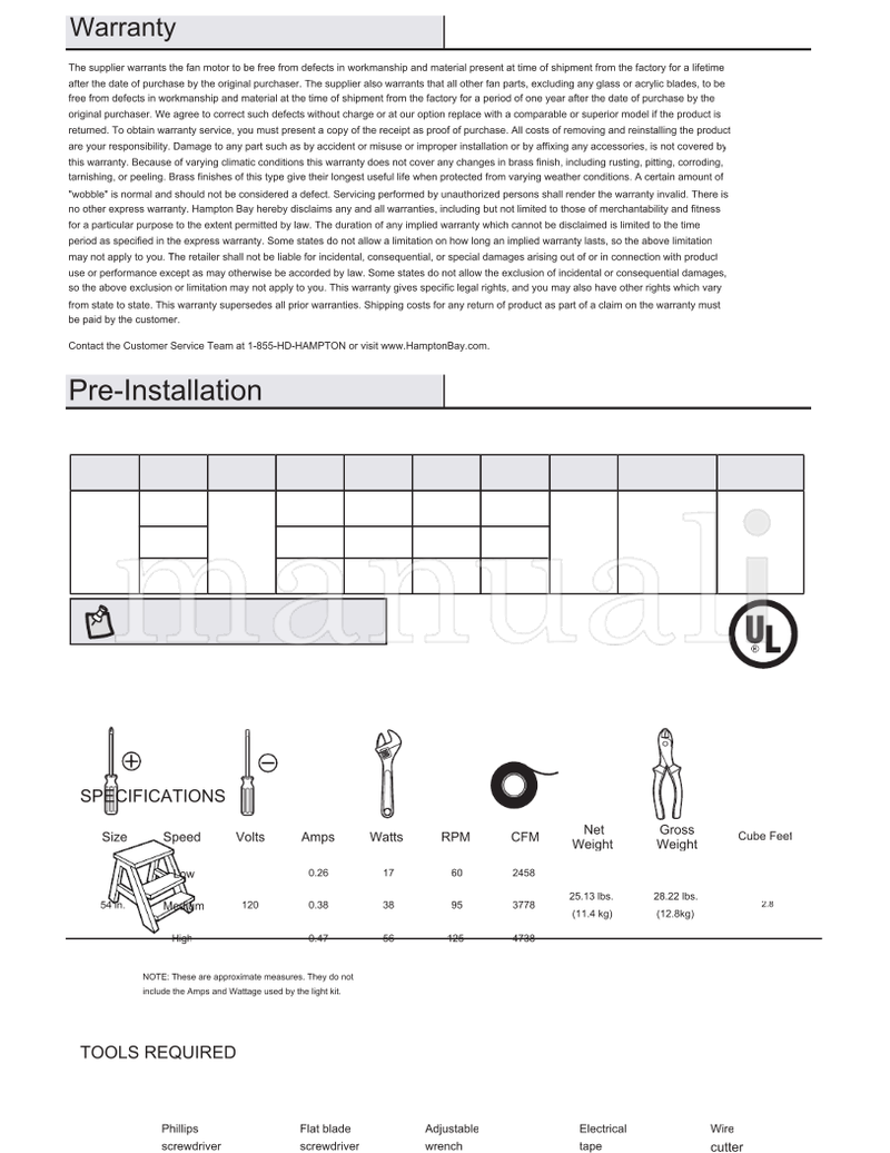Hampton Bay 91116 91140 56-ANTHL (16 pages) Ceiling Fan Operating Manual