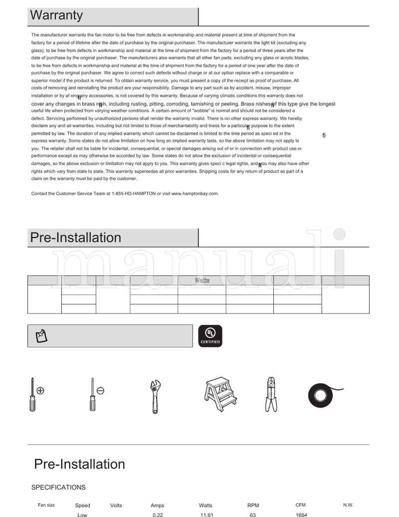 Hampton Bay YG730-MWH (16 pages) Ceiling Fan Operating Manual