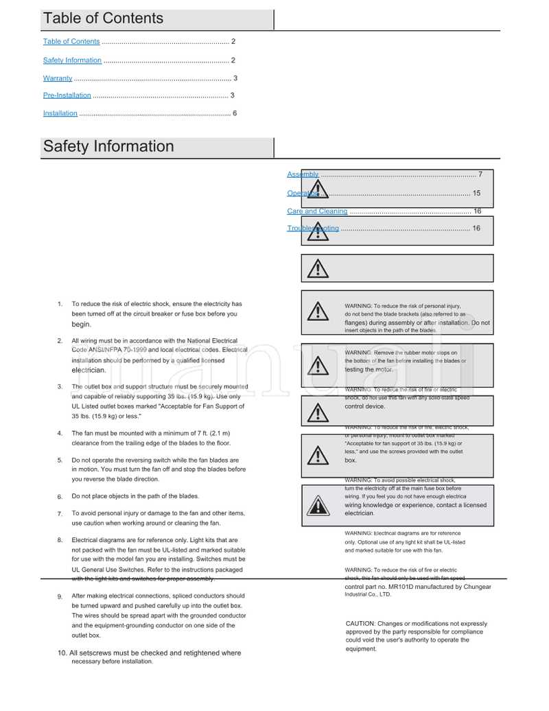 Hampton Bay HAMPTON BAY CAMPBELL (18 pages) Ceiling Fan Operating Manual