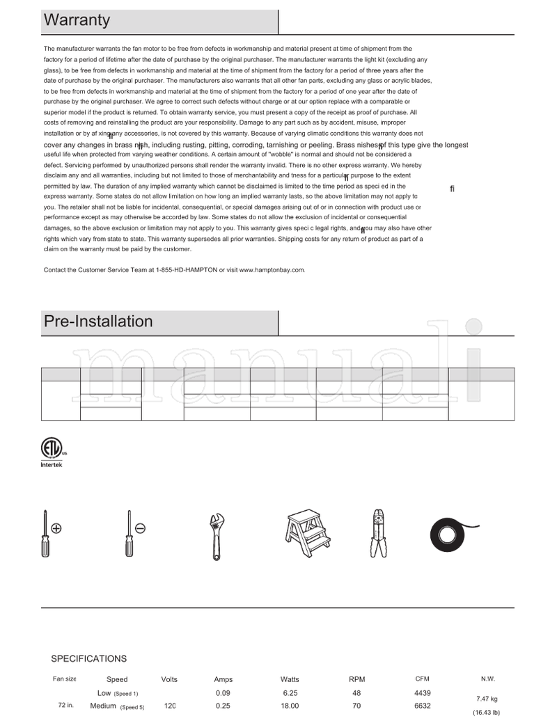 Hampton Bay N243B-BN N243B-NI (17 pages) Ceiling Fan Operating Manual