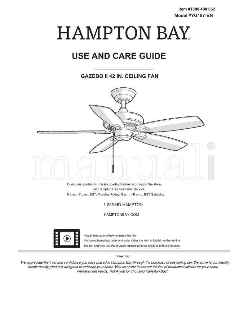 Hampton Bay Ceiling Fan Manualnull