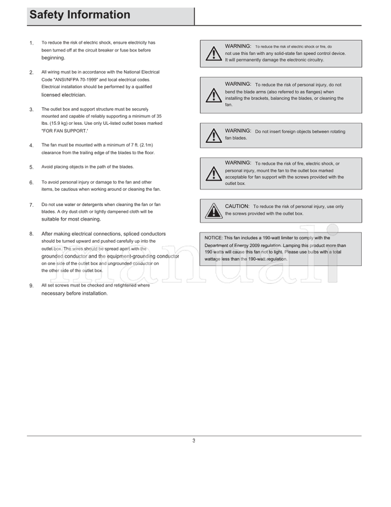 Hampton Bay YG204I-BN-D (18 pages) Ceiling Fan Operating Manual