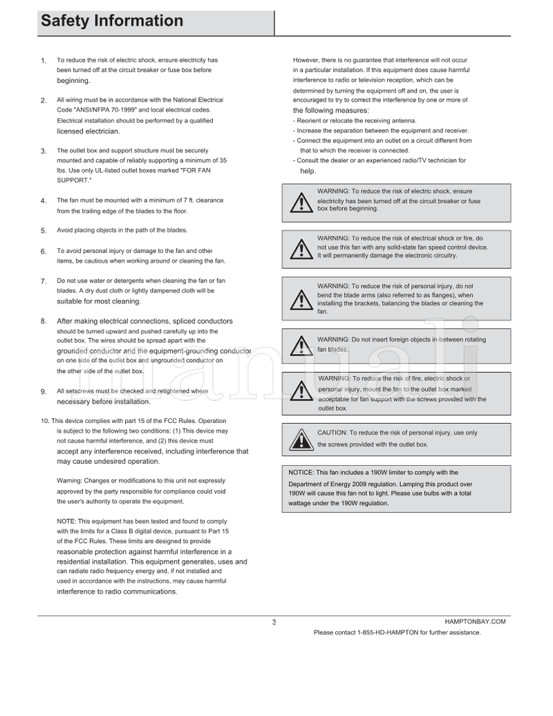 Hampton Bay YG464C-BN (22 pages) Ceiling Fan Operating Manual