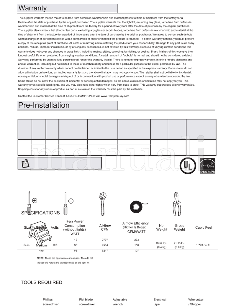 Hampton Bay 58913 99918 99919 54-INDO (15 pages) Ceiling Fan Operating Manual