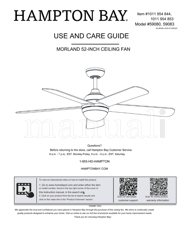 Hampton Bay 52-MORL-RV4-07182024 (21 pages) Ceiling Fan Operating ...