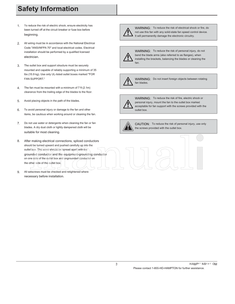 Hampton Bay YG188M-NI (27 pages) Ceiling Fan Operating Manual
