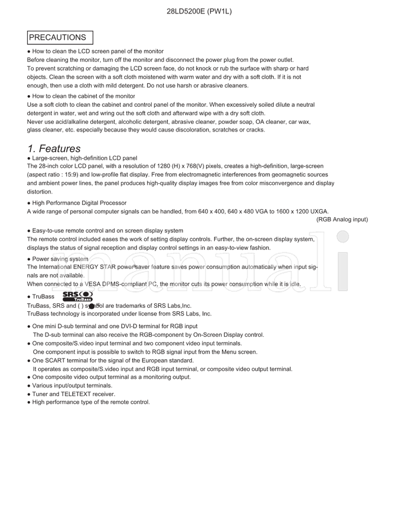 Hitachi SM008 28LD5200E (29 pages) TV Service Manual