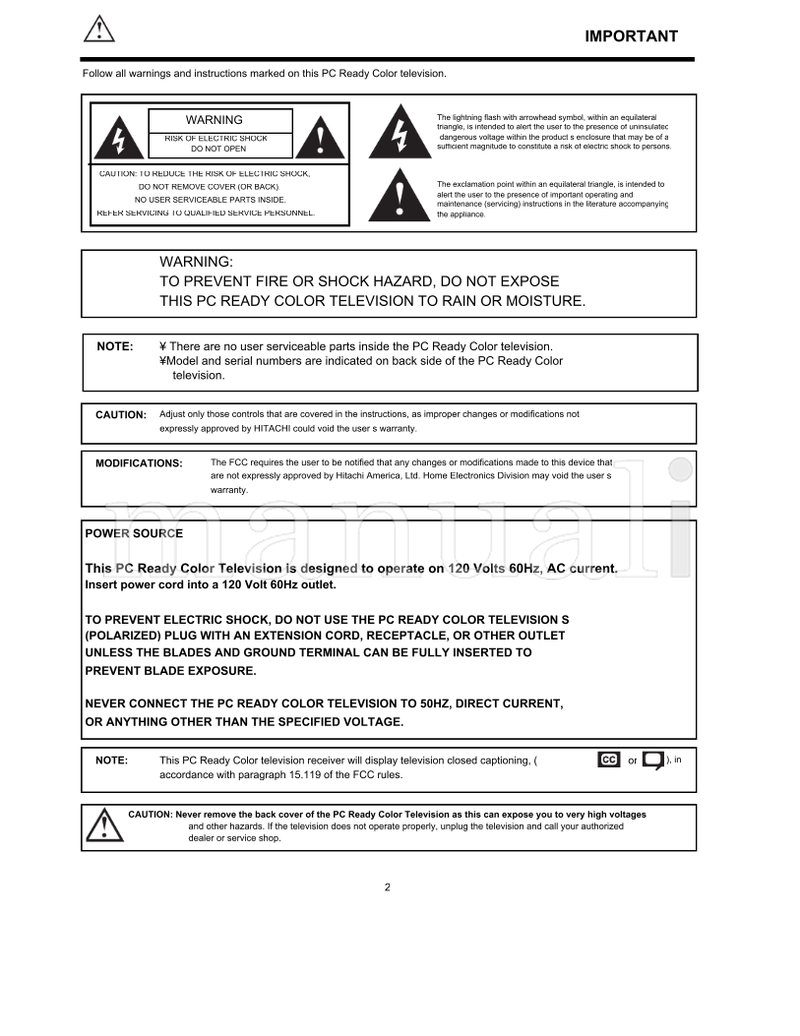 Hitachi 36SDX01S 36SDX01SR (81 pages) TV Operating Manual