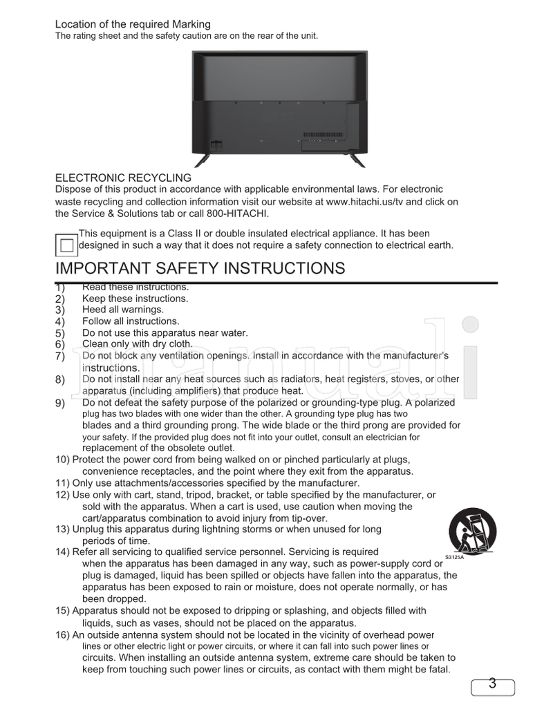 Hitachi 43C31 OG43C3101222019 (40 pages) TV Operating Manual