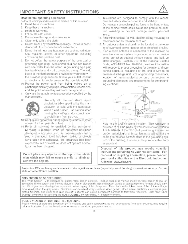 Hitachi 46F500A (68 pages) TV Operating Manual