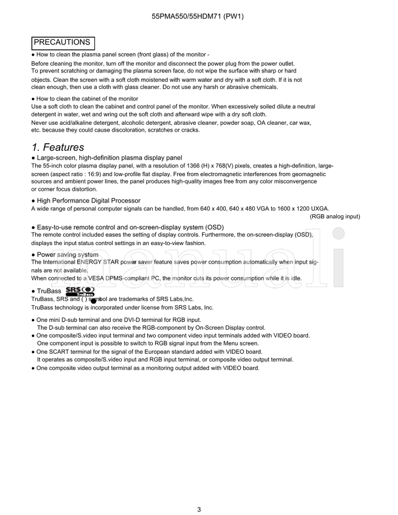 Hitachi 55PMA550 55HDM71 006E-1 (74 pages) TV Service Manual