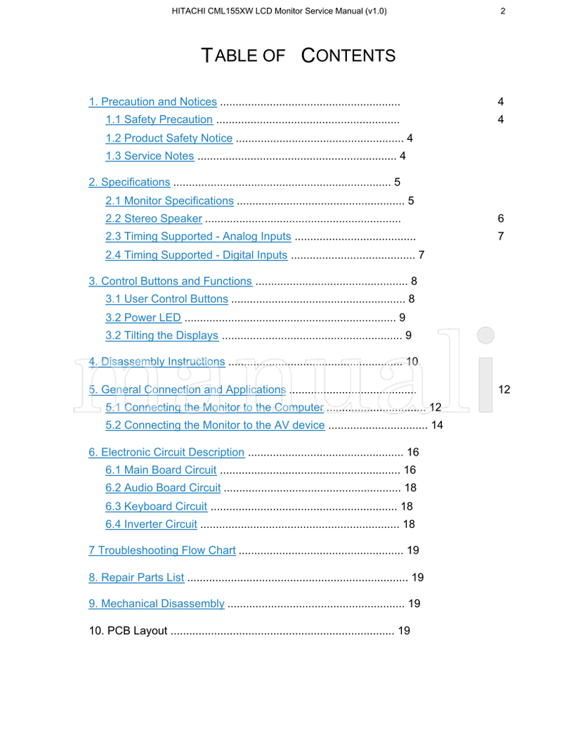 Hitachi CML155XW (48 pages) TV Service Manual