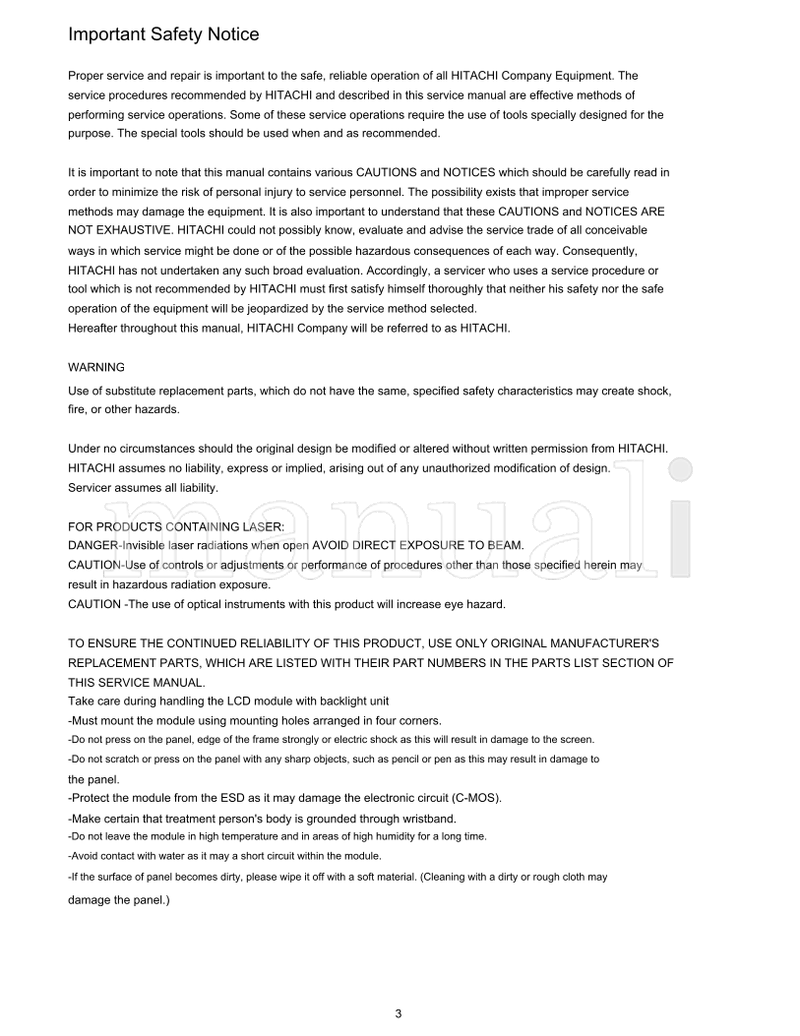 Hitachi DS75MU01 (120 pages) TV Service Manual