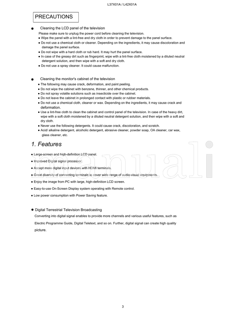 Hitachi L37X01A L42X01A (48 pages) TV Service Manual