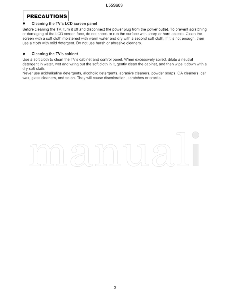 Hitachi L55S603 1080p60 (78 pages) TV Service Manual