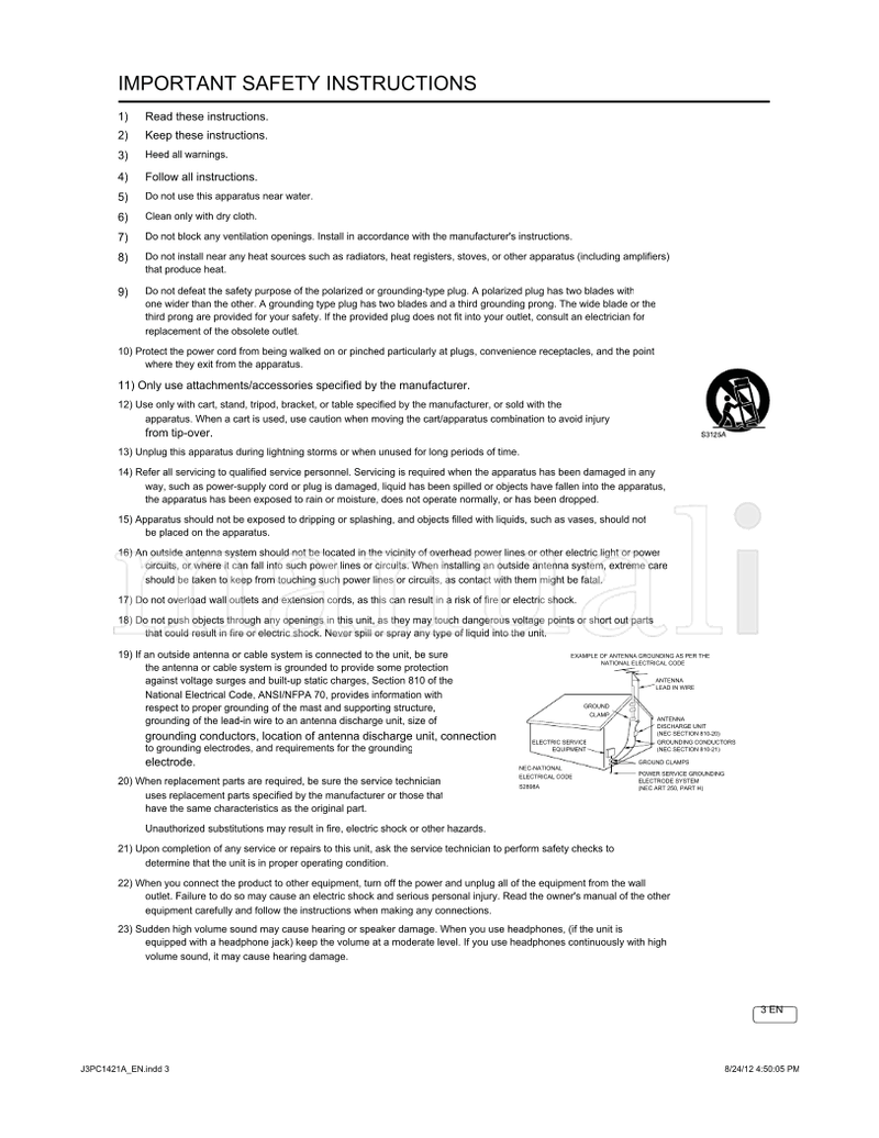Hitachi LE39S406 LE39H316 LE32S406 LE32H316 (29 pages) TV Operating Manual