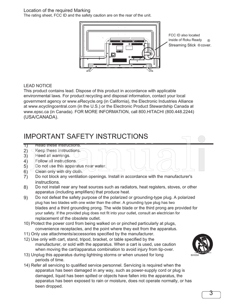 Hitachi LE55A6R9 OGA6R903272015 (44 pages) TV Operating Manual