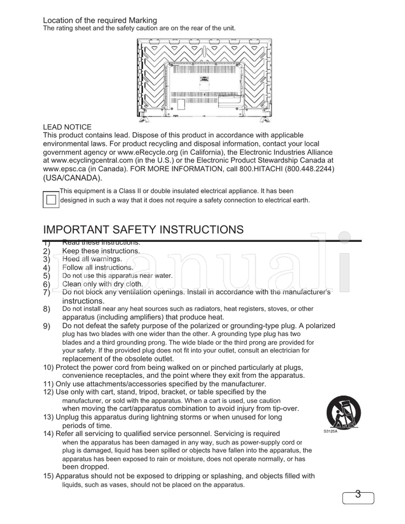 Hitachi OG55L606132016 (42 pages) TV Operating Manual