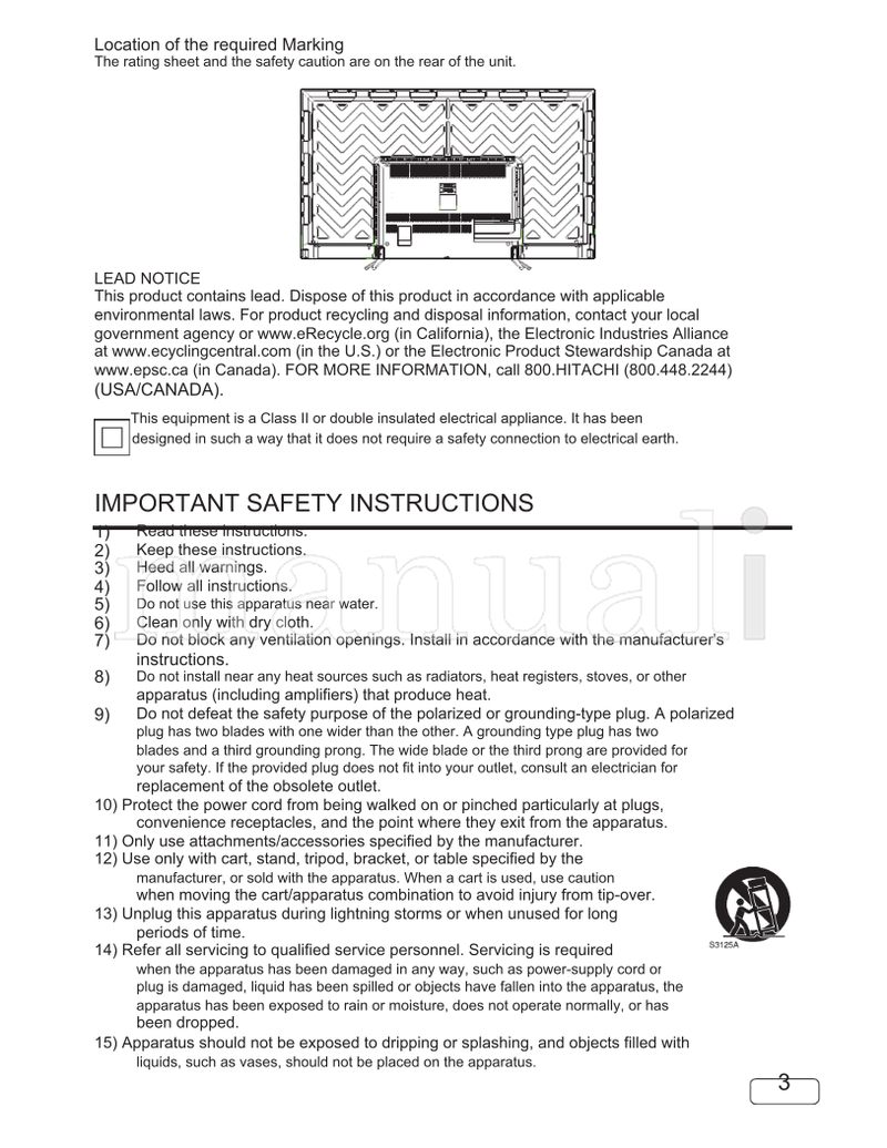 Hitachi OG65L606172016 (42 pages) TV Operating Manual