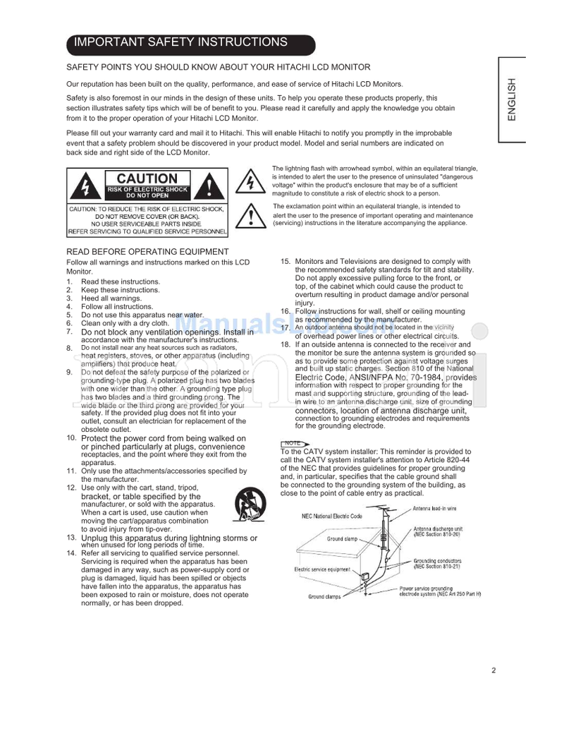 Hitachi UT37V702 UT42V702 UT47V702 (56 pages) TV Operating Manual