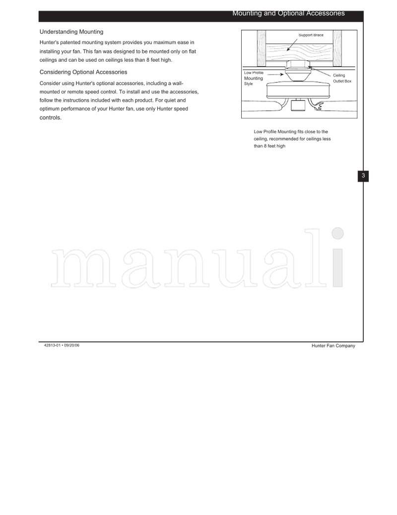 Hunter 24852 (17 pages) Ceiling Fan Operating Manual