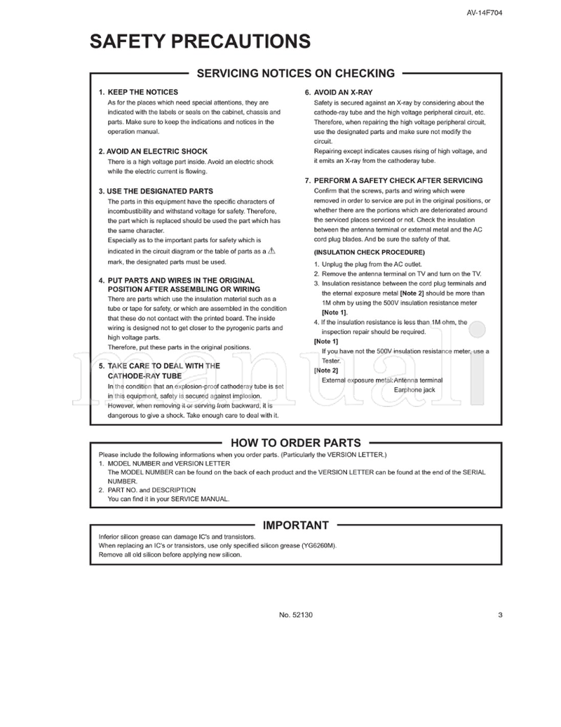 JVC AV-14F704 52130 (19 pages) TV Service Manual