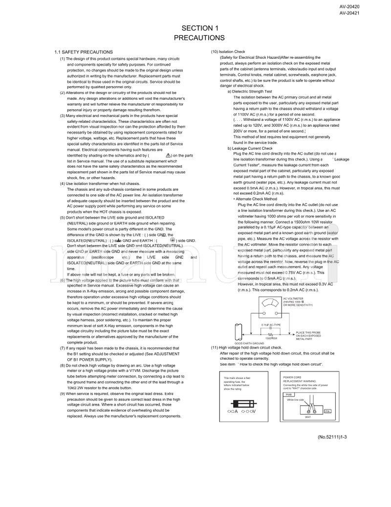 JVC 52111 AV-20420 AV-20421 RM-C205 (32 pages) TV Service Manual