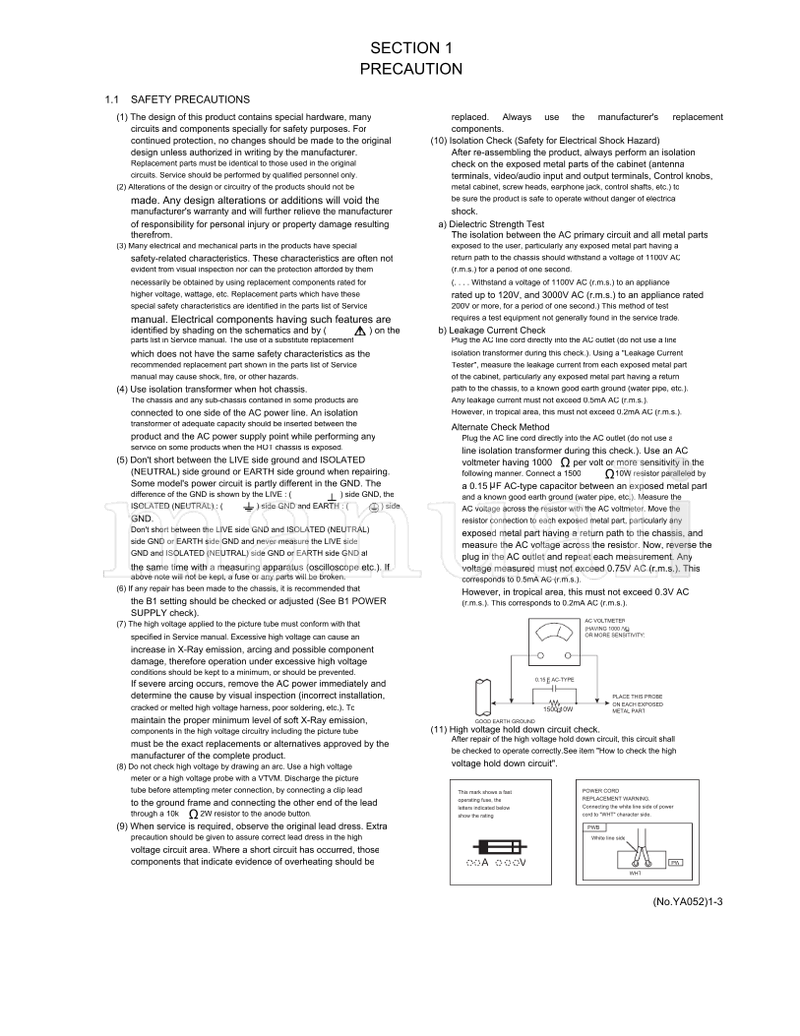 JVC YA052 AV-20F475 AV-N21F45 (27 pages) TV Service Manual