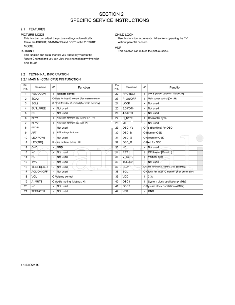 JVC YA415 AV-21B16 (38 pages) TV Service Manual