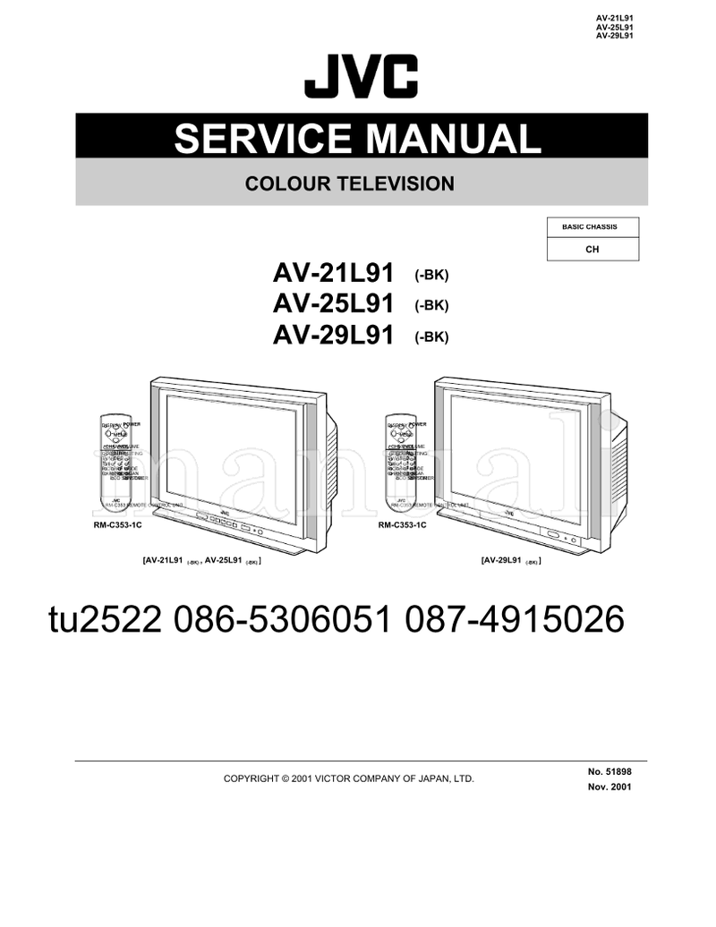 JVC RM-C353-1C AV-21L91 AV-25L91 AV-29L91 51898 (110 pages) TV Service Manual
