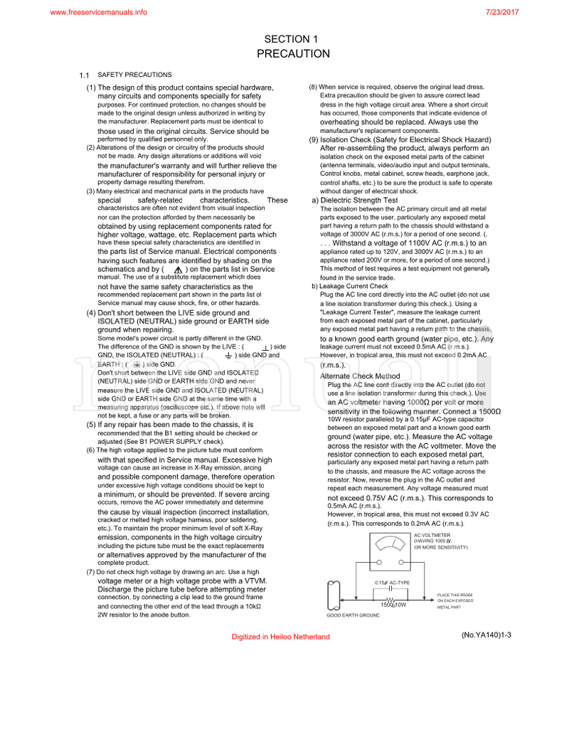 JVC YA140 AV-21VT14 AV-21VT34 (58 pages) TV Service Manual